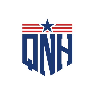 Yıldız ve Amerikan Bayrak Kayışlı Vatansever QNH logosu. USA Flag ile QNH Logosu