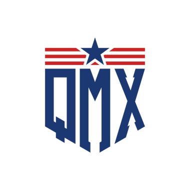 Yıldız ve Amerikan Bayrak Kayışlı Vatansever QMX logosu. USA Flag ile QMX Logosu