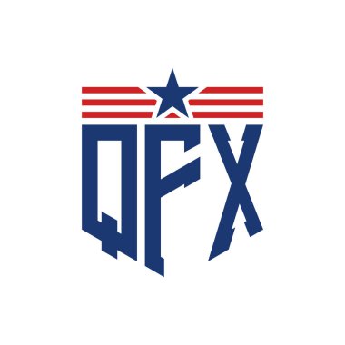 Yıldız ve Amerikan Bayrak Kayışlı Vatansever QFX logosu. USA Flag ile QFX Logosu