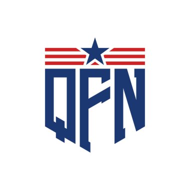 Yıldız ve Amerikan Bayrak Kayışlı Vatansever QFN logosu. USA Flag ile QFN Logosu