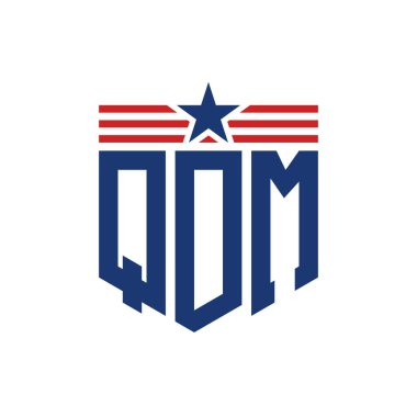 Yıldız ve Amerikan Bayrak Kayışlı Vatansever QDM logosu. USA Flag ile QDM Logosu