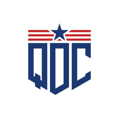 Yıldız ve Amerikan Bayrak Kayışlı Vatansever QDC logosu. ABD Bayrağıyla QDC Logosu