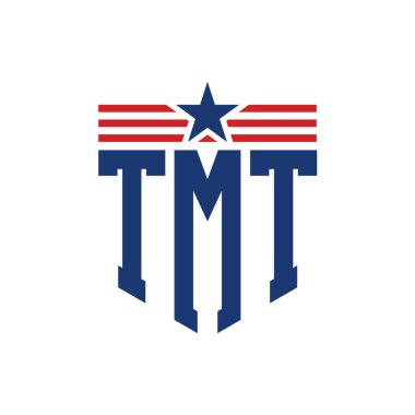 Yıldız ve Amerikan Bayrak Kayışlı Yurtsever TMT logosu. USA Flag ile TMT Logosu