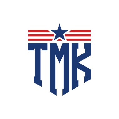 Yıldız ve Amerikan Bayrak Kayışlı Yurtsever TMK logosu. USA Flag ile TMK Logosu