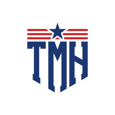 Yıldız ve Amerikan Bayrak Kayışlı Yurtsever TMH logosu. USA Flag ile TMH Logosu