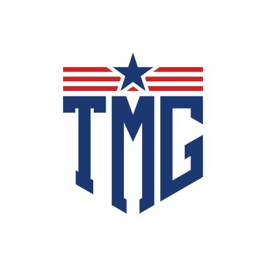 Yıldız ve Amerikan Bayrak Kayışlı Yurtsever TMG logosu. USA Flag ile TMG Logosu