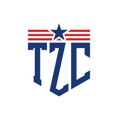 Star ve American Flag Straps 'li Vatansever TZC logosu. ABD Bayrağı ile TZC Logosu