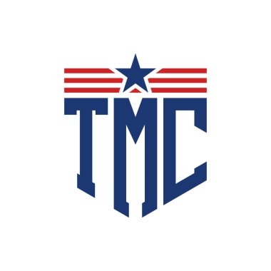 Yıldız ve Amerikan Bayrak Kayışlı Yurtsever TMC logosu. USA Flag ile TMC Logosu