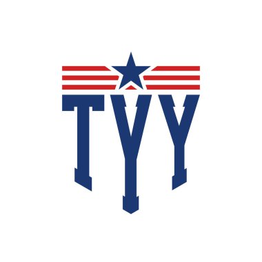 Yıldız ve Amerikan Bayrak Kayışlı Vatansever TYY logosu. USA Flag ile TYY Logosu