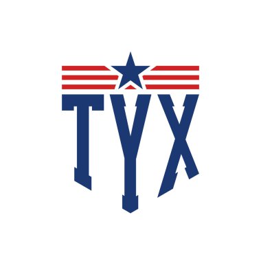 Yıldız ve Amerikan Bayrak Kayışlı Vatansever TYX logosu. USA Flag ile TYX Logosu