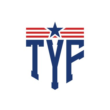 Yıldız ve Amerikan Bayrak Kayışlı Yurtsever TYF logosu. USA Flag ile TYF Logosu