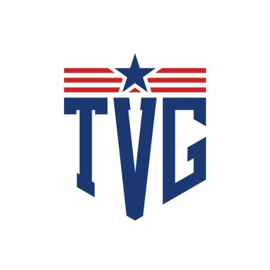 Star ve American Flag Straps 'li Vatansever TVG logosu. USA Flag ile TVG logosu