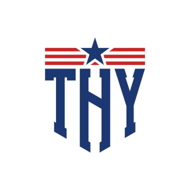 Star ve American Flag Straps 'li Vatansever THY logosu. THY logosu ABD Bayrağı ile