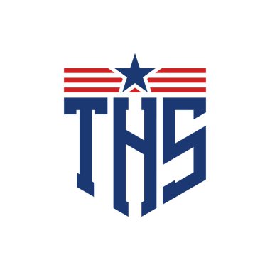 Yıldız ve Amerikan Bayrak Kayışlı Vatansever THS logosu. ABD Bayrağı ile THS Logosu