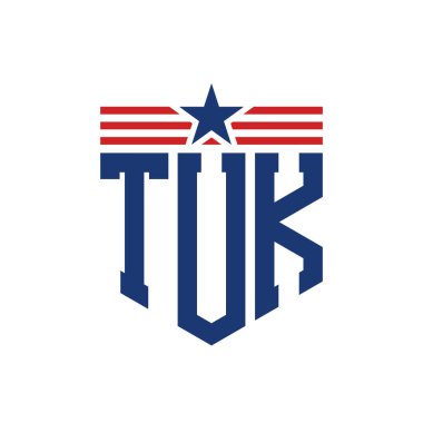 Star ve American Flag Straps 'li Vatansever TUK logosu. ABD Bayrağı ile TUK Logosu