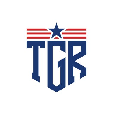 Yıldız ve Amerikan Bayrak Kayışlı Vatansever TGR logosu. ABD Bayrağı ile TGR Logosu