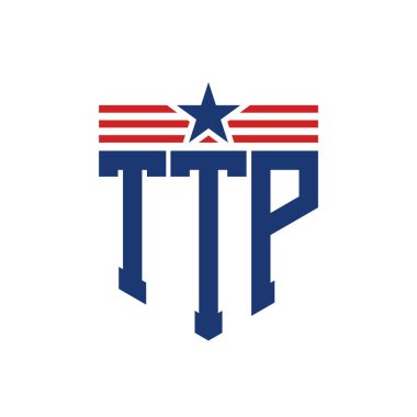 Yıldız ve Amerikan Bayrak Kayışlı Yurtsever TTP logosu. USA Flag 'lı TTP Logosu