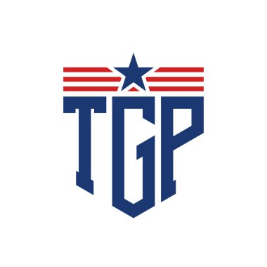 Star ve American Flag Straps 'li Vatansever TGP logosu. ABD Bayrağı ile TGP Logosu