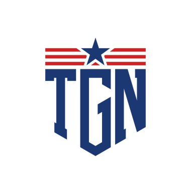 Star ve American Flag Straps 'li Vatansever TGN logosu. ABD Bayrağı ile TGN Logosu