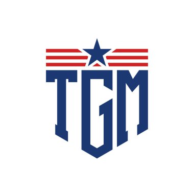 Yıldız ve Amerikan Bayrak Kayışlı Vatansever TGM logosu. USA Flag ile TGM Logosu