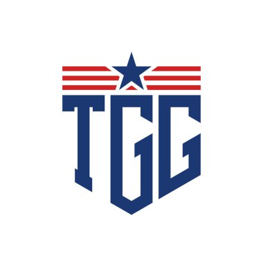 Yıldız ve Amerikan Bayrak Kayışlı Vatansever TGG logosu. USA Flag ile TGG logosu