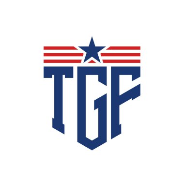 Yıldız ve Amerikan Bayrak Kayışlı Vatansever TGF logosu. USA Flag ile TGF Logosu