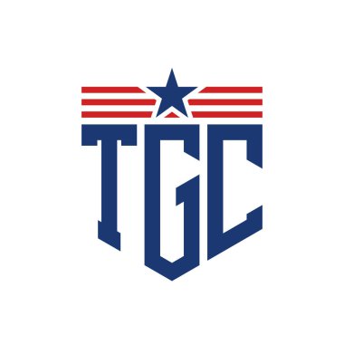 Yıldız ve Amerikan Bayrak Kayışlı Vatansever TGC logosu. USA Flag ile TGC Logosu
