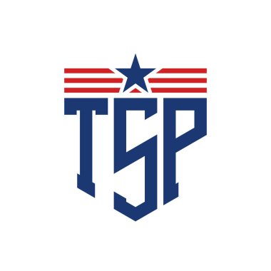 Yıldız ve Amerikan Bayrak Kayışlı Vatansever TSP logosu. ABD Bayrağı ile TSP Logosu