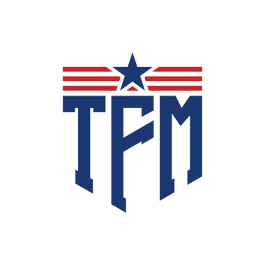 Star ve American Flag Straps 'li Vatansever TFM logosu. USA Flag ile TFM Logosu