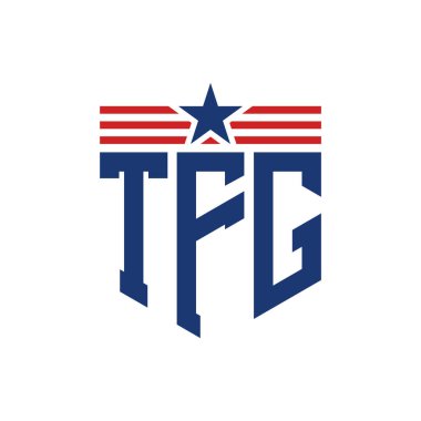 Yıldız ve Amerikan Bayrak Kayışlı Vatansever TFG logosu. USA Flag ile TFG logosu