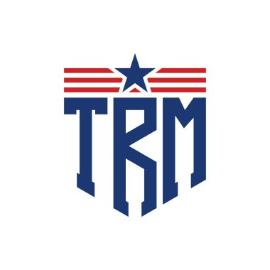 Yıldız ve Amerikan Bayrak Kayışlı Yurtsever TRM logosu. USA Flag ile TRM Logosu