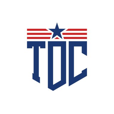 Star ve American Flag Straps 'li vatansever TDC logosu. ABD Bayrağıyla TDC Logosu