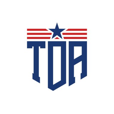 Star ve American Flag Straps 'li Vatansever TDA logosu. ABD Bayrağı ile TDA Logosu