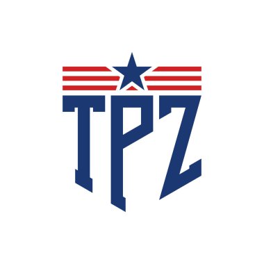 Yıldız ve Amerikan Bayrak Kayışlı Vatansever TPZ logosu. USA Flag ile TPZ logosu