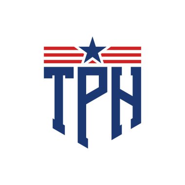 Yıldız ve Amerikan Bayrak Kayışlı Vatansever TPH logosu. ABD Bayrağı ile TPH logosu