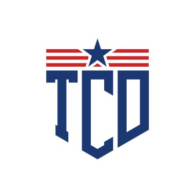 Star ve American Flag Straps 'li Vatansever TCD logosu. ABD Bayrağı ile TCD Logosu