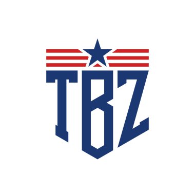 Yıldız ve Amerikan Bayrak Kayışlı Vatansever TBZ logosu. ABD Bayrağı ile TBZ logosu