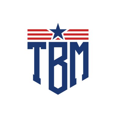 Yıldız ve Amerikan Bayrak Kayışlı Vatansever TBM logosu. USA Flag ile TBM Logosu