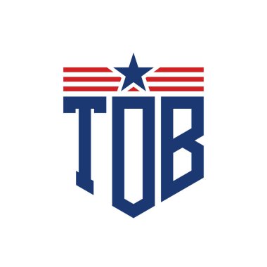 Star ve American Flag Straps 'li Vatansever TOB logosu. ABD Bayrağı ile TOB logosu