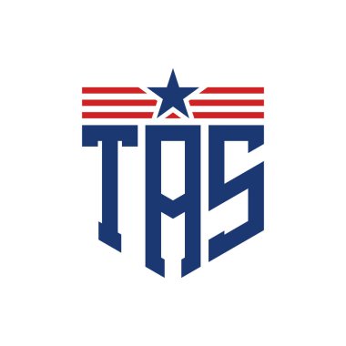 Star ve American Flag Straps 'li Vatansever TAS logosu. ABD Bayrağı ile TAS Logosu