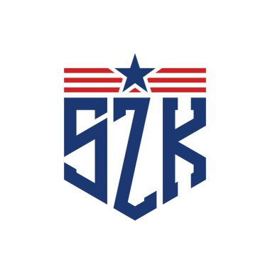 Yıldız ve Amerikan Bayrak Kayışlı Vatansever SZK logosu. USA Flag ile SZK Logosu