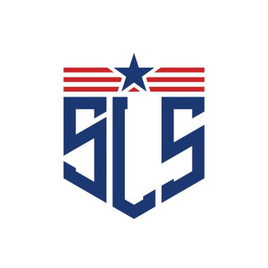 Yıldız ve Amerikan Bayrak Kayışlı Vatansever SLS logosu. USA Flag ile SLS Logosu