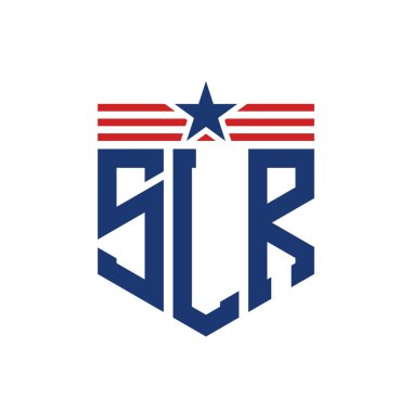 Yıldız ve Amerikan Bayrak Kayışlı Yurtsever SLR logosu. USA Flag ile SLR Logosu