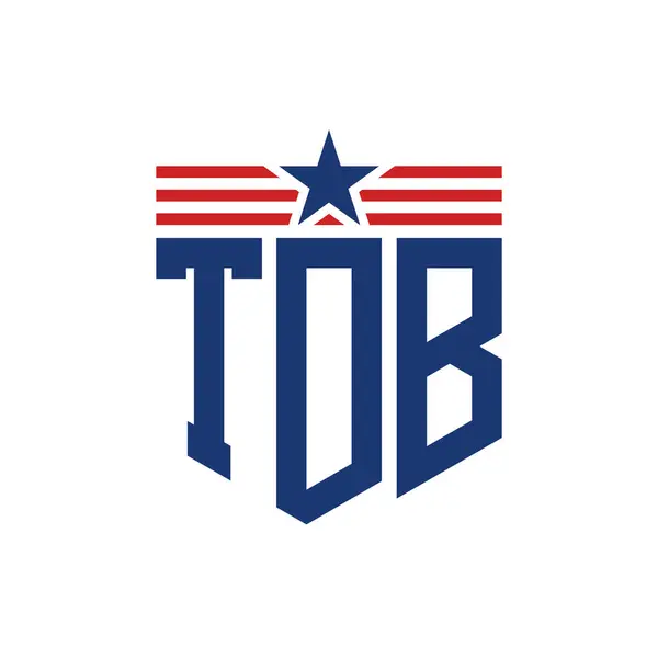 stock vector Patriotic TDB Logo with Star and American Flag Straps. Letter TDB Logo with USA Flag