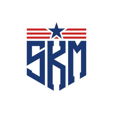 Yıldız ve Amerikan Bayrak Kayışlı Yurtsever SKM logosu. USA Flag ile SKM Logosu