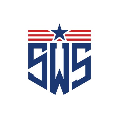 Star ve American Flag Straps 'li Vatansever SWS logosu. ABD Bayrağı ile SWS Logosu