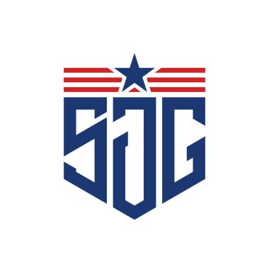 Yıldız ve Amerikan Bayrak Kayışlı Vatansever SJG logosu. USA Flag ile SJG logosu