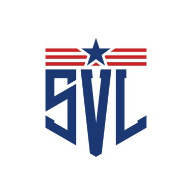 Yıldız ve Amerikan Bayrak Kayışlı Vatansever SVL logosu. USA Flag ile SVL logosu