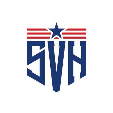 Yıldız ve Amerikan Bayrak Kayışlı Yurtsever SVH logosu. ABD Bayrağı ile SVH logosu