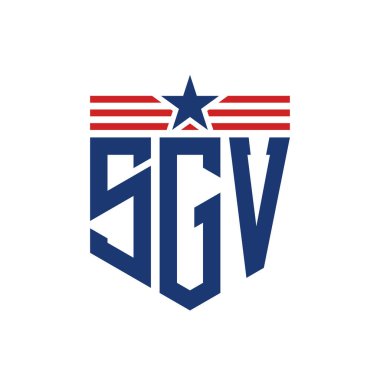 Yıldız ve Amerikan Bayrak Kayışlı Yurtsever SGV logosu. ABD Bayrağı ile SGV Logosu